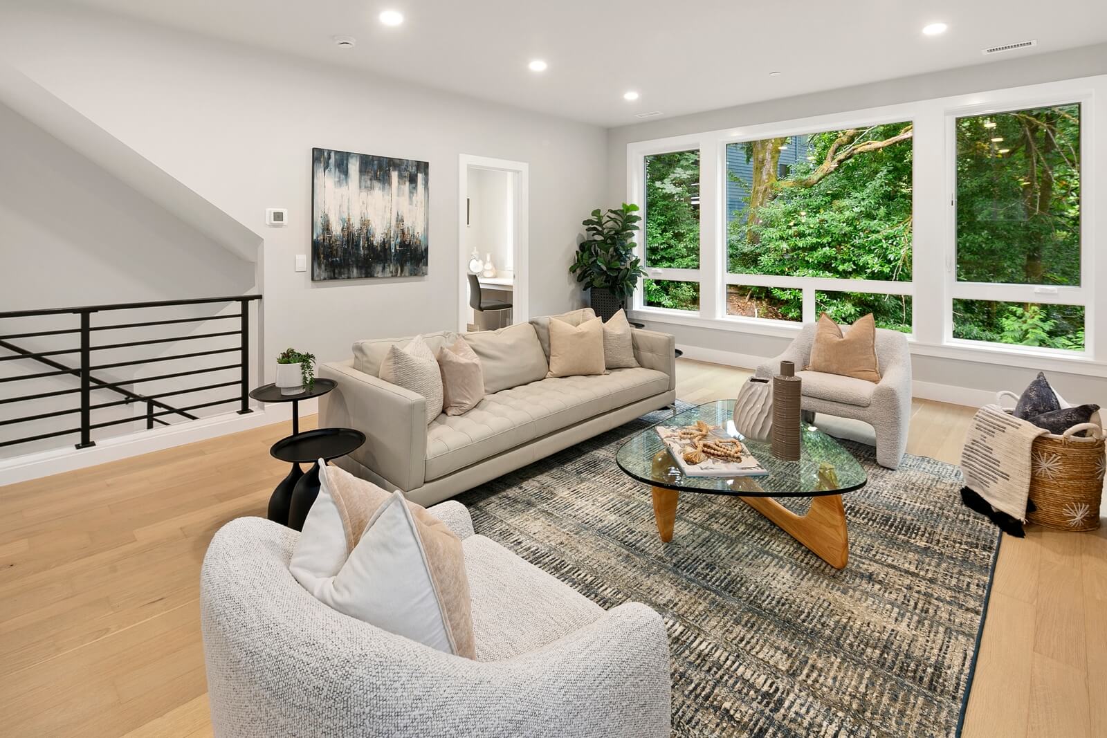 Inviting great room surrounded by beautiful natural views