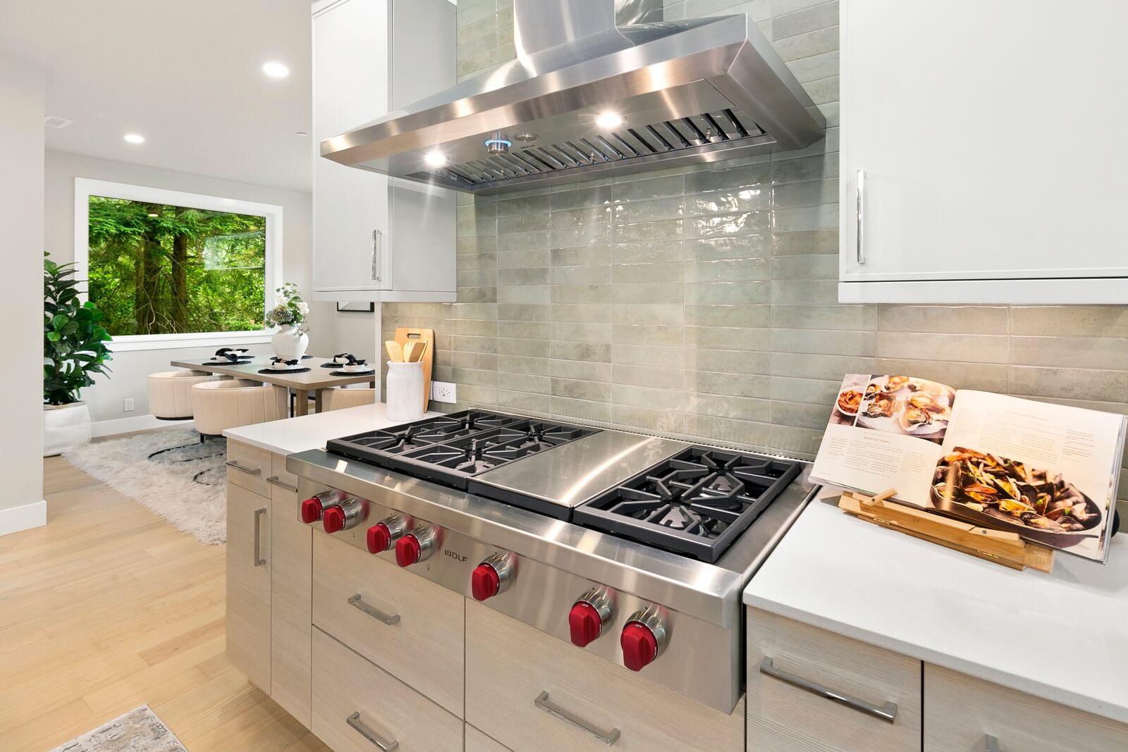 Modern kitchen featuring generous cabinetry